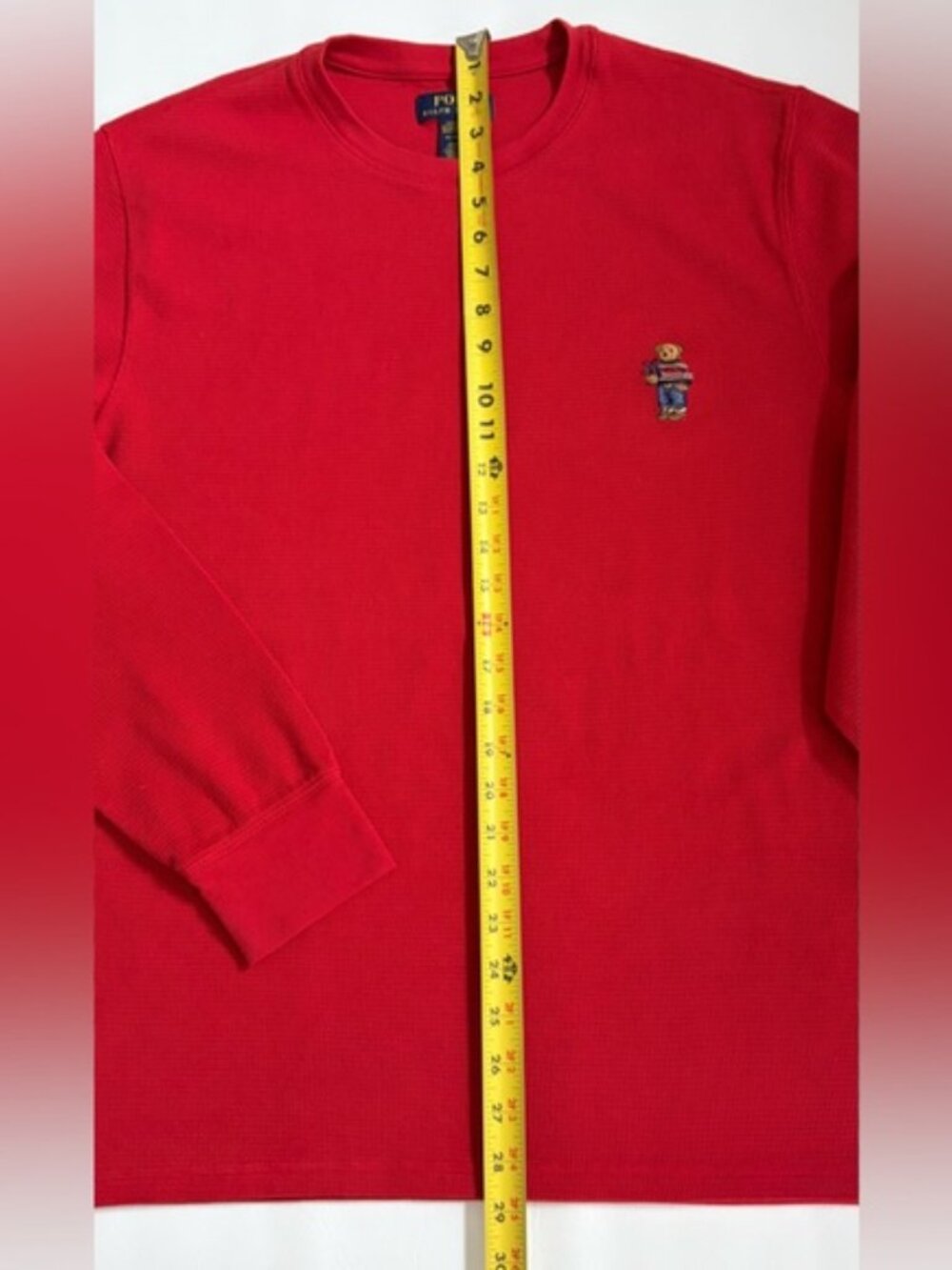 Polo Ralph Lauren Men’s Shirt Bear Red Crew Neck Long Sleeve Thermal Top XL - Picture 10 of 12